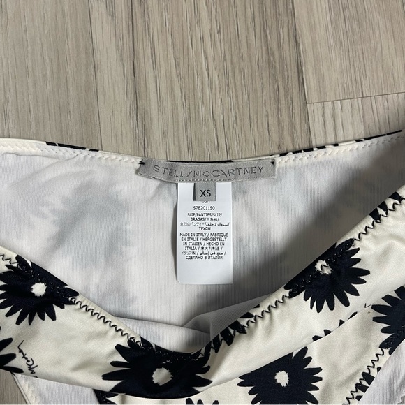 Stella McCartney Swimwear Linda Floral Print High Leg Brief Black‎ Cream Size XS - Picture 6 of 7